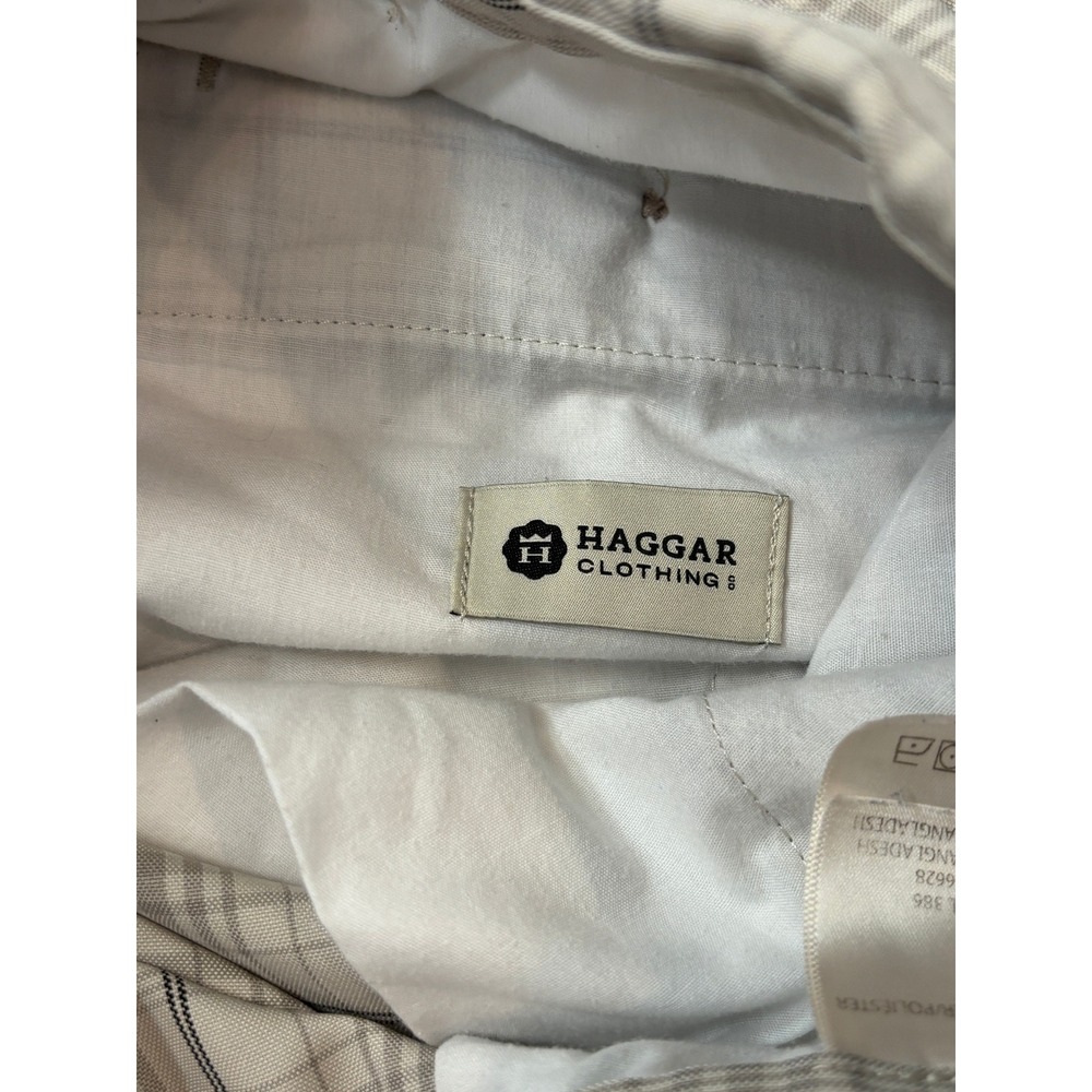 Haggar Mens Plaid Flat Front Golf Shorts Beige Gray Size 40 Polyester Casual - Picture 3 of 8